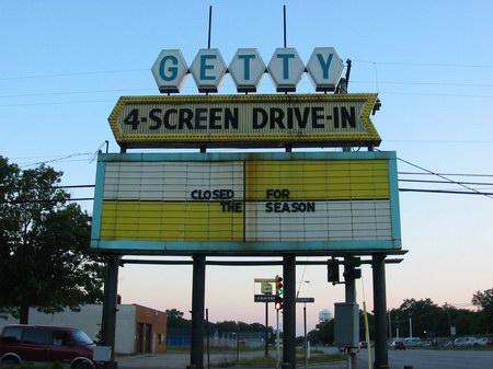 Getty 4 Drive-In Theatre - Marquee - Photo From Water Winter Wonderland (newer photo)